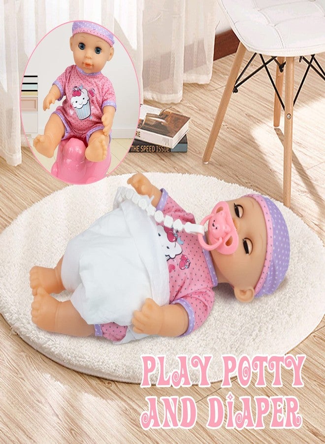 RedCrab Baby Doll Toys Set, Newborn Dolls PlaySet with High Chair Stroller Feeding ,Tableware Set and Doll Clothes Accessories, 15+ pcs Toddler Pretend Play Gift Toys for Girls - 12" Dolls - Image 3